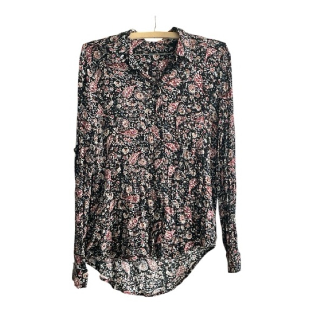 NATURAL LIFE Paisley Long Sleeve Button  Blouse | Size Medium